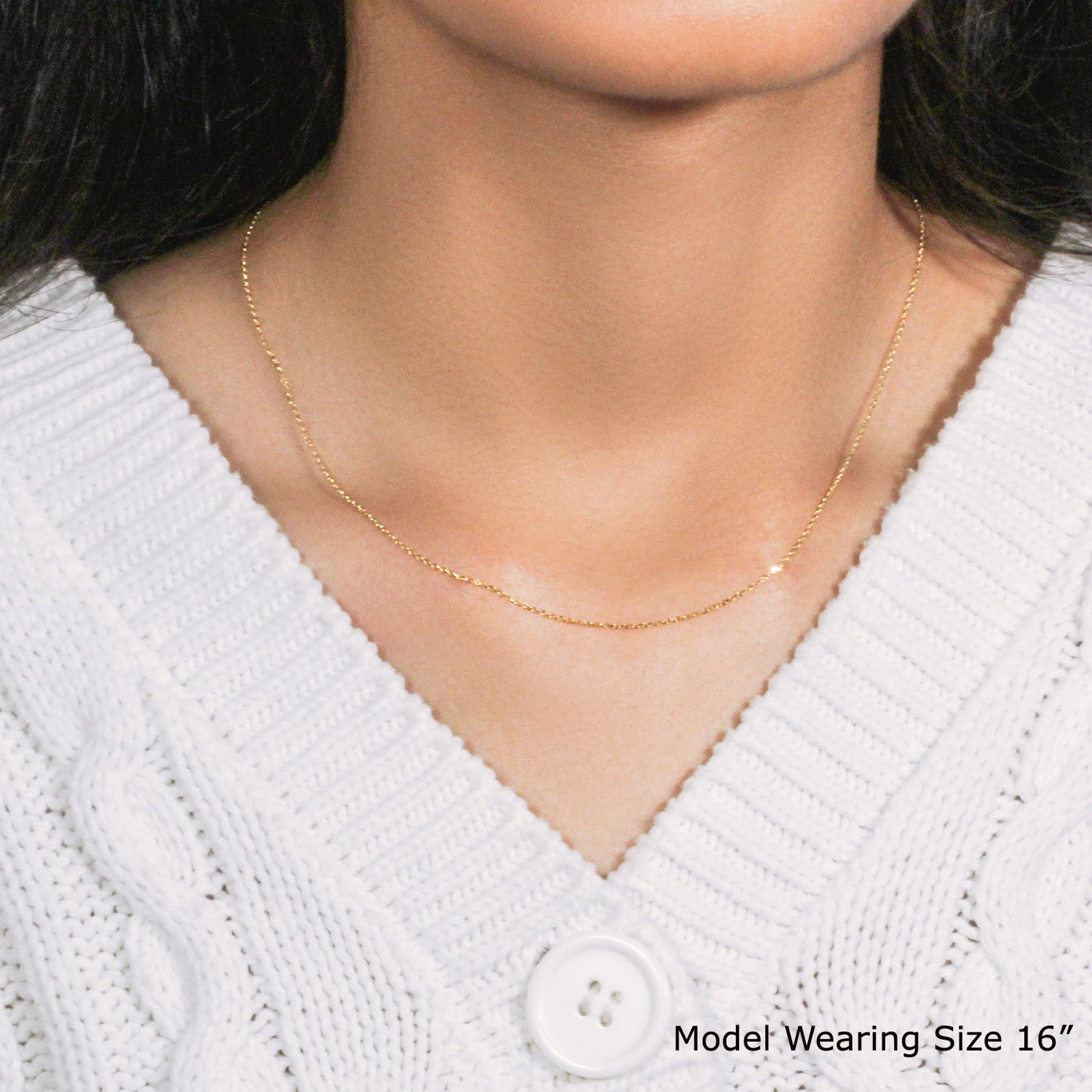 18k Yellow Gold Diamond Cut Cable Link Chain (0.80 mm)