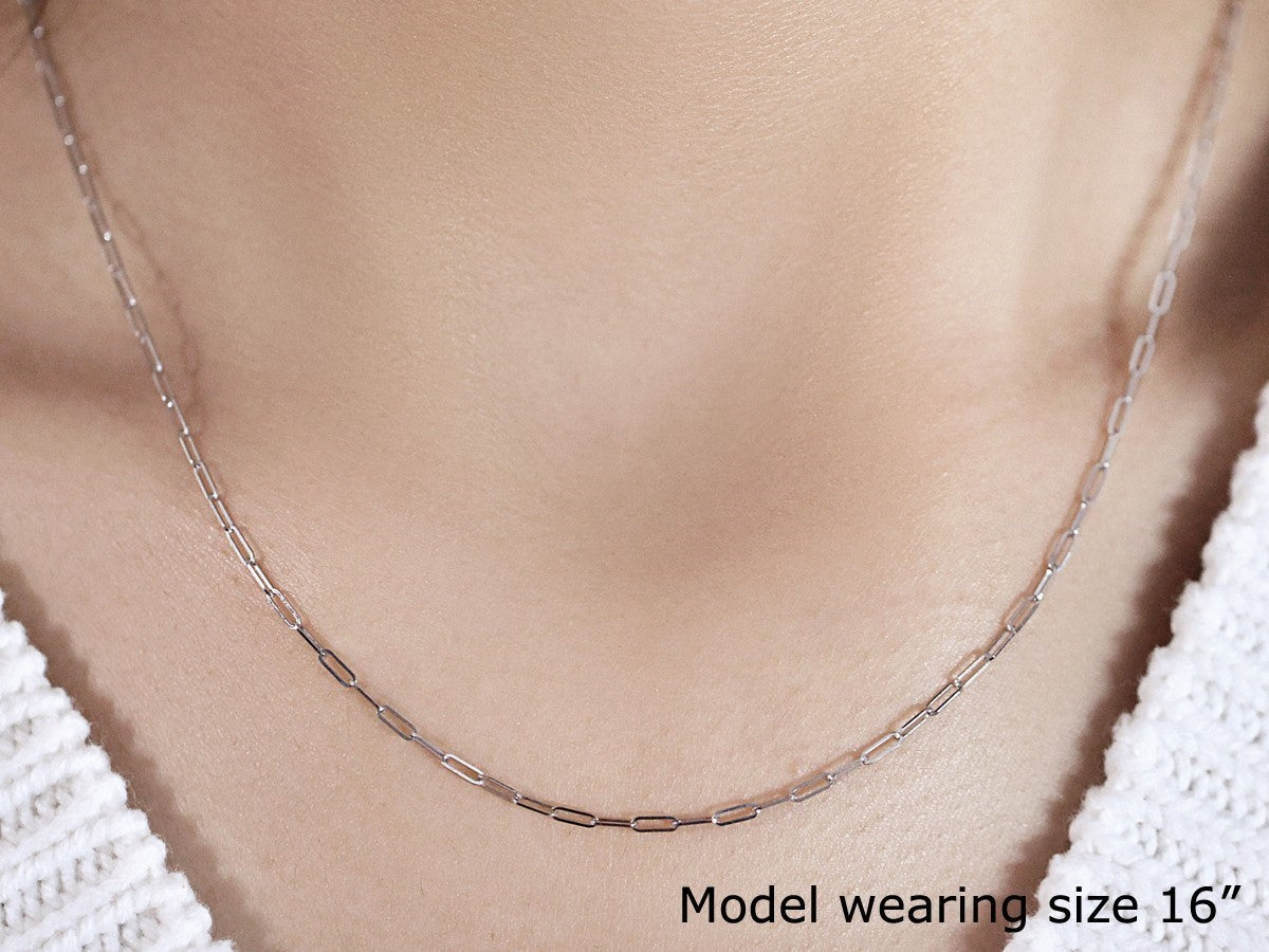 18K White Gold Fine Paperclip Chain (1.50 mm)