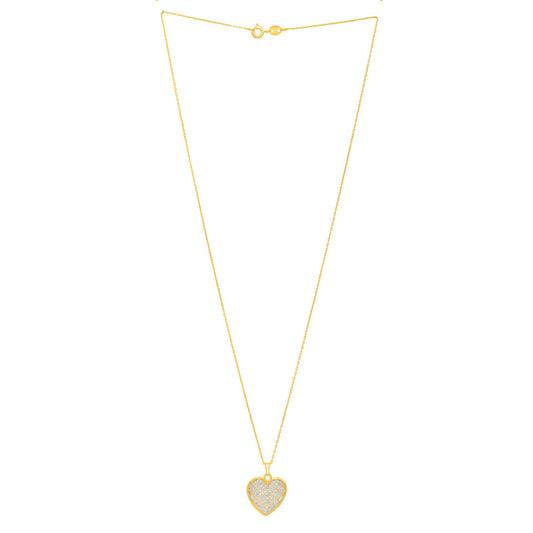 Checkered Heart Necklace in 14K Yellow Gold