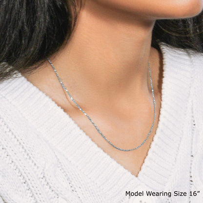 18k White Gold Diamond Cut Cable Link Chain (1.10 mm)
